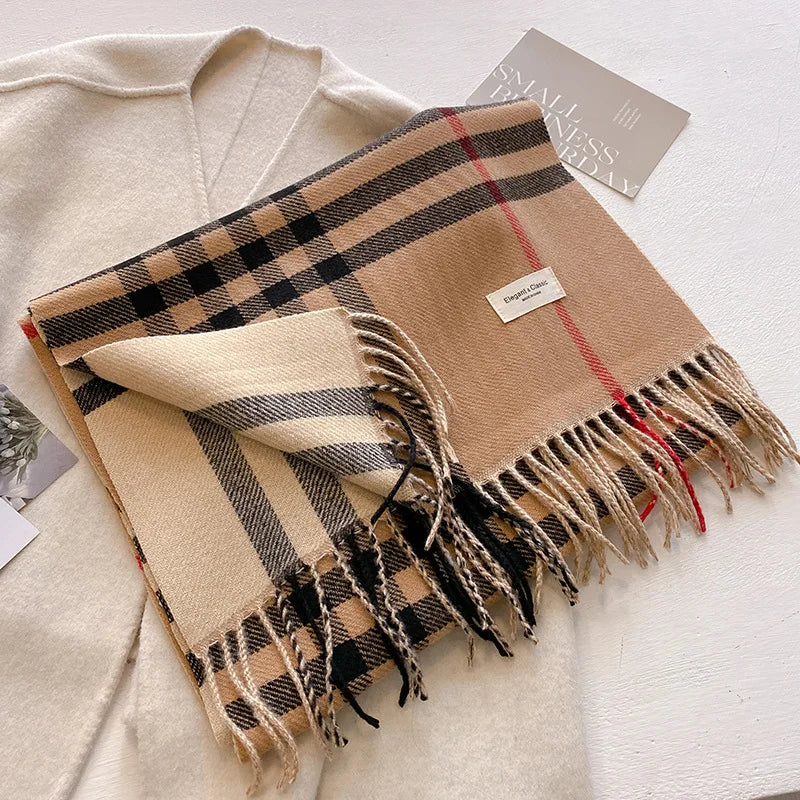 New classic Autumn Winter Fashion Cashmere Plaid Design Scarf Men Women Warm Thickening Shawl Neckerchief Scarves Bufanda Tassel