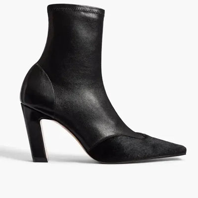 Leather Patchwork Sewing Ankle Boots Sexy Square Toe Zipper Thin Heel Accept Customized New Arrivals Fashion Women Boots