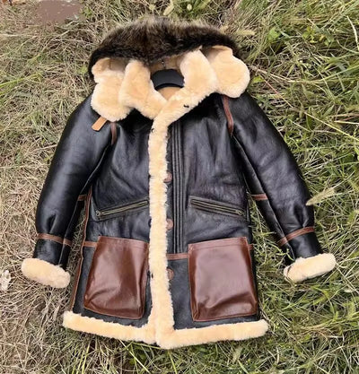 YR!Wholesales.Classic bomber real fur jacket.Long Warm winter thick wool coat.Luxury genuine leather cloth,natural shearling