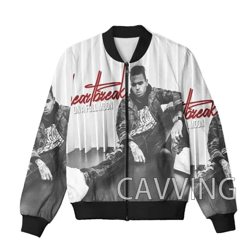 CAVVING 3D Printed  Rapper Chris Brown  Zipper Bomber Jackets Men Overcoat Mens Coat Zip Up Jackets for Women/Men   J02