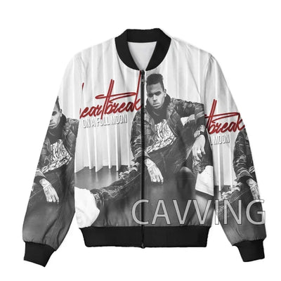 CAVVING 3D Printed  Rapper Chris Brown  Zipper Bomber Jackets Men Overcoat Mens Coat Zip Up Jackets for Women/Men   J02
