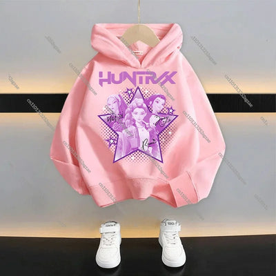 New 2025 KPop Demon Hunters Kids Hoodie: Cartoon Character Hooded Sweatshirt For Boys & Girls Casual Comfy Top