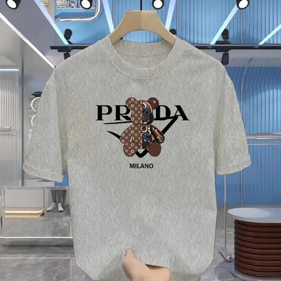 Men's luxurious printed summer high-quality T-shirt 100% pure cotton, relaxed and loose fit, stylish and unique, round neckline