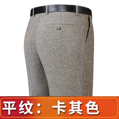 Autumn and Winter Men Thick Woolen Cloth Suit Pants Casual Straight Drape Korean Fashion Business Trousers Male Clothing Q78