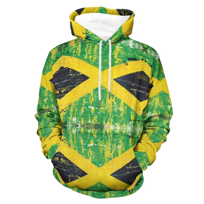 3D Printed Jamaica Flag Hoodie For Men Cool Streetwear Long Sleeves Hooded Sweatshirt Drawstring Spring Pullover Autumn Coat