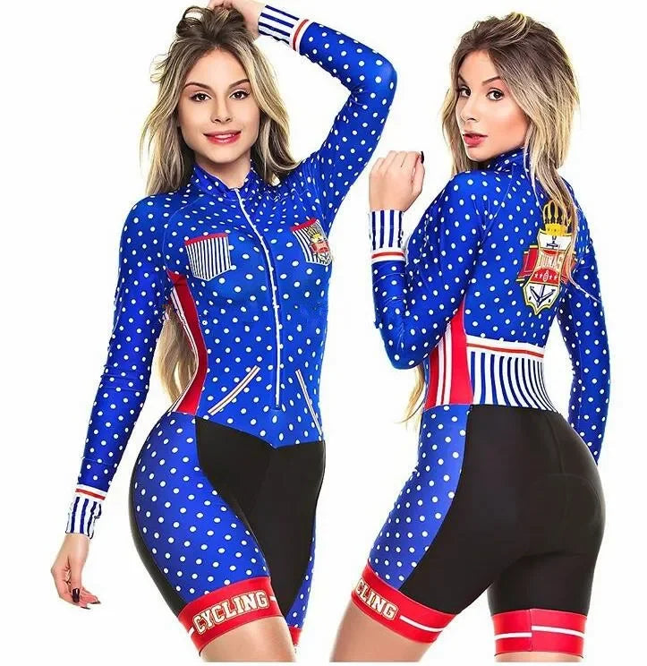 2025 Pro Team Triathlon Suit Women's Cycling Jersey Skinsuit Jumpsuit Maillot Cycling Ropa ciclismo long sleeve set gel