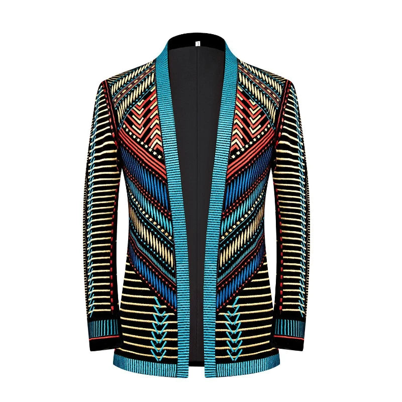 2025 European and American Heavy Full Embroidery Buttonless Blazer Men, Photography Studio Party Wedding Suit  Jackets for Men