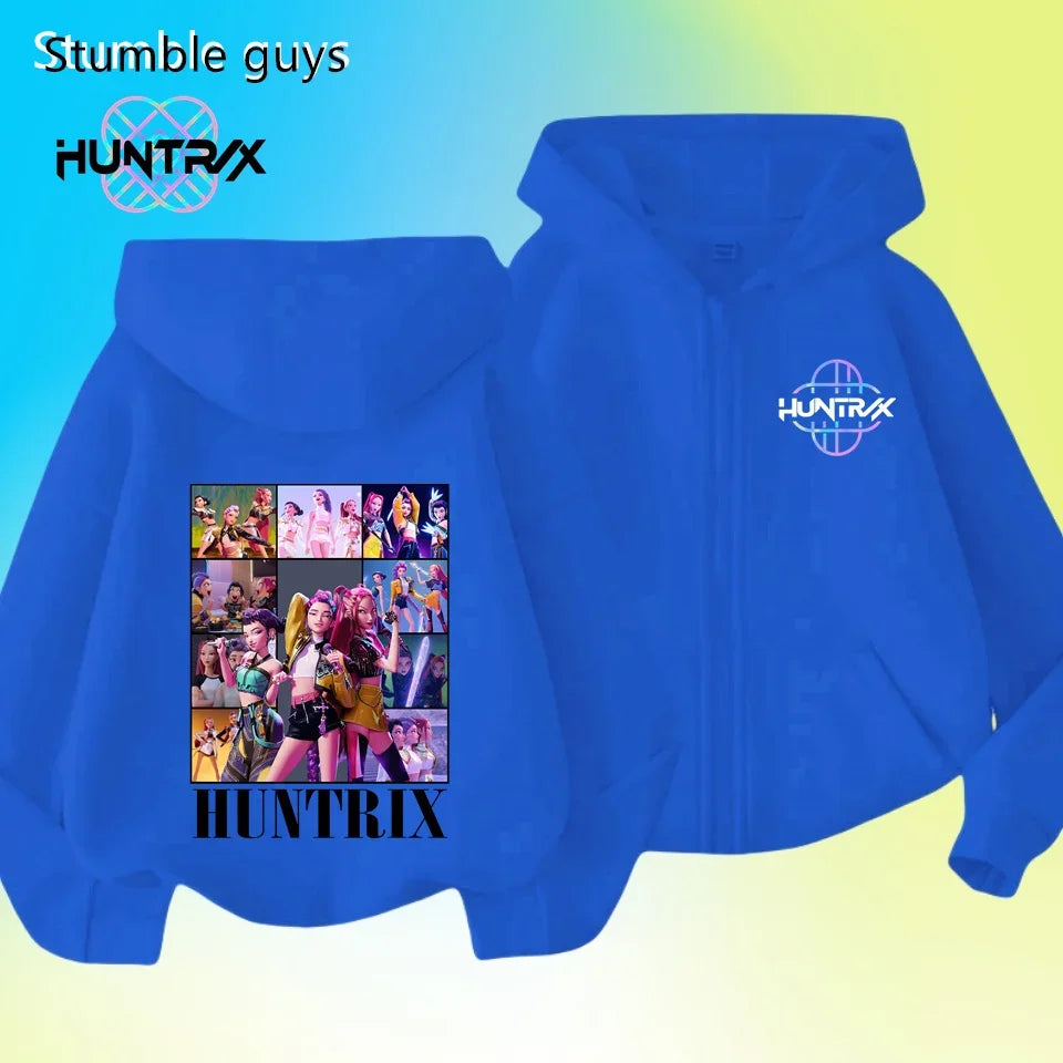 Autumn New KPop Demon Hunters Kids Boys Girls Zipper Hoodie Long Sleeve Sweatshirt Anime Clothes Trendy