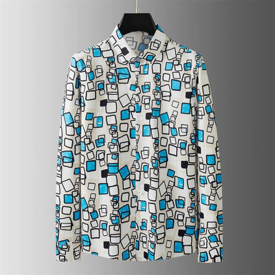 Luxury Letter Print Shirt Men's Long Sleeve Slim Fit Casual Shirt High Quality Fashion Korean Extra Large Size Men's Clothing