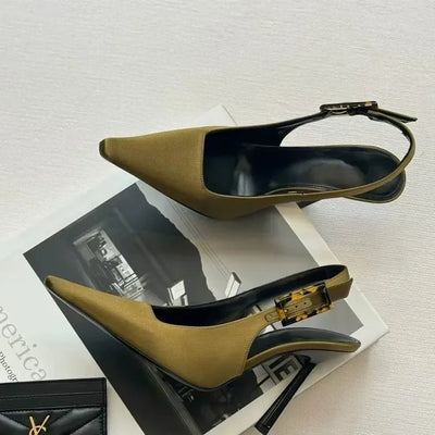 Yang Forest High Heels Spring New Purple Pointed Toe Thin Heel Sandals Women's Casual Synthetic Material round Toe Shoes