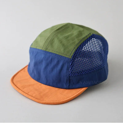 Custome Logo 5-Panel Baseball Cap For Men And Women Outdoor Breathable Mesh Flat Brim Sun Hat Hiking Camping Sports Snapback Hat