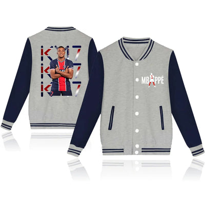 New Cool Mbappé Pattern Printed Baseball Shirt Outdoor Street Mbappé Sweatshirt Jacket Top
