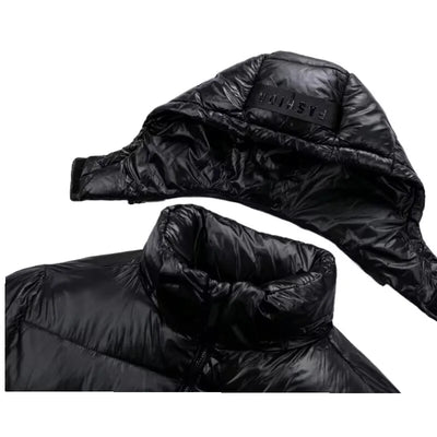 Mens Winter Puffer Jacket Black Warm Thickened Hooded Down Coat For Man Thermal Outdoor Parka With Detachable Hood