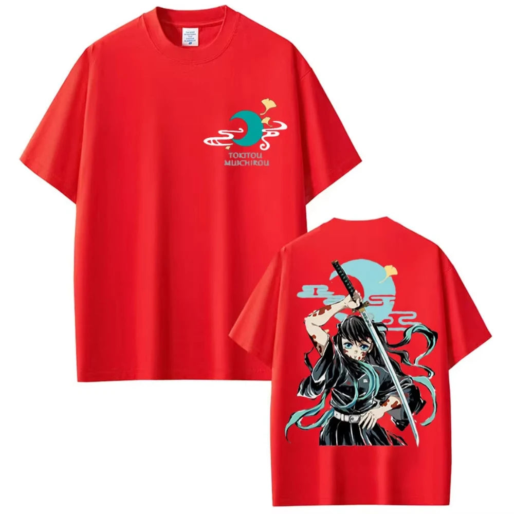 Anime Muichiro Tokito Graphic Print T-Shirt Men's Women Aesthetic Fashion Clothing T-shirt Casual Cozy Cotton Oversized T Shirts