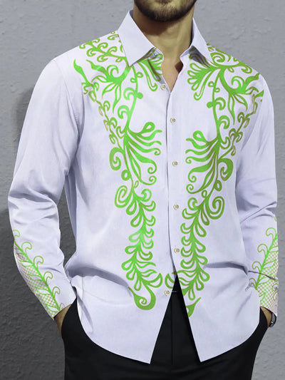 Men's shirts, button down shirts, casual shirts, spring and summer, printed long sleeves, daily, fashionable, comfortable