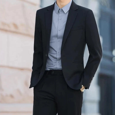 2 Piece Outfit Set Male High Quality 2024 Solid Color Slim Fit Full Men's Suits and Blazers Fashion Pants Luxury Elegant Classic