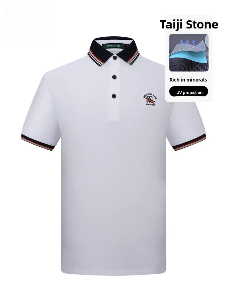 Posemer Men's ort Sve  irt Casual Busin Pure Color Summer New Faion Urban Sle Cotton Polyester Blend T-irt