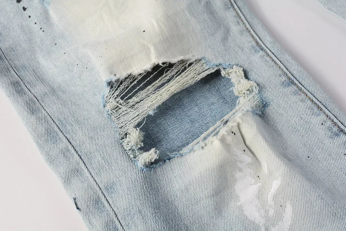 2025  Jeans Men's Vintage High-Waist Skinny  Denim Trousers Low-Rise Repairable Top Quality Streetwear Pants 9006