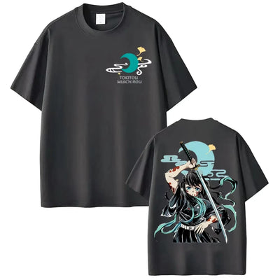 Anime Muichiro Tokito Graphic Print T-Shirt Men's Women Aesthetic Fashion Clothing T-shirt Casual Cozy Cotton Oversized T Shirts