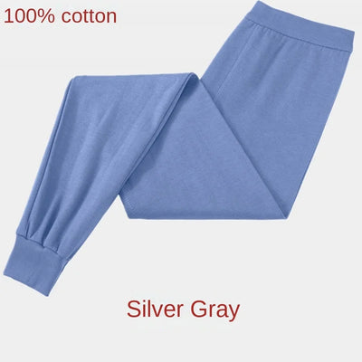 100% Cotton Thermal Underwear Bottoms Autumn Men's Pure Cotton Warm Pants High Waist Warm Loose Pants Knitted Pants