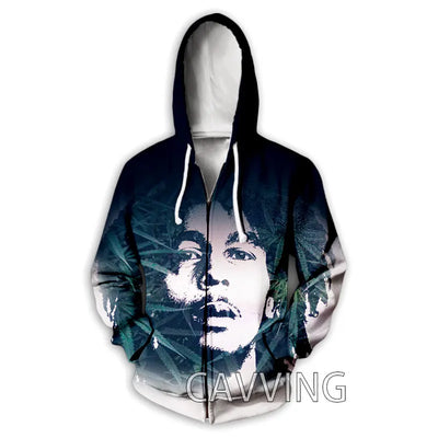 New Fashion 3D Print BOB MARLEY  Zipper Hoodies Zip Up Hooded Sweatshirts Harajuku Hoodie Hip Hop Sweatshirts  H02