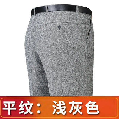 Autumn and Winter Men Thick Woolen Cloth Suit Pants Casual Straight Drape Korean Fashion Business Trousers Male Clothing Q78
