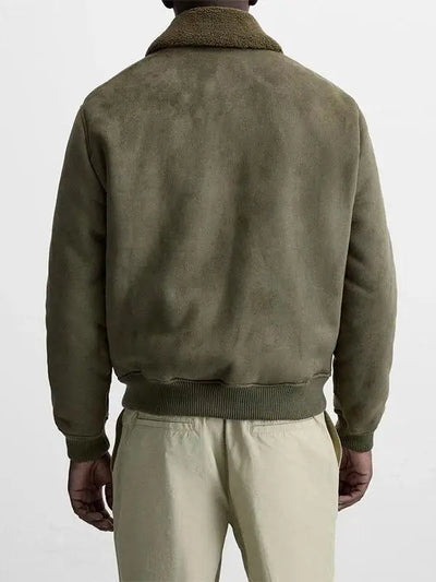 Autumn Winter Men's Casual Thiened Fce Zipper Collar Cardigan Jaet Leather Fur Inteated Outerwear Stand Fit Youth...