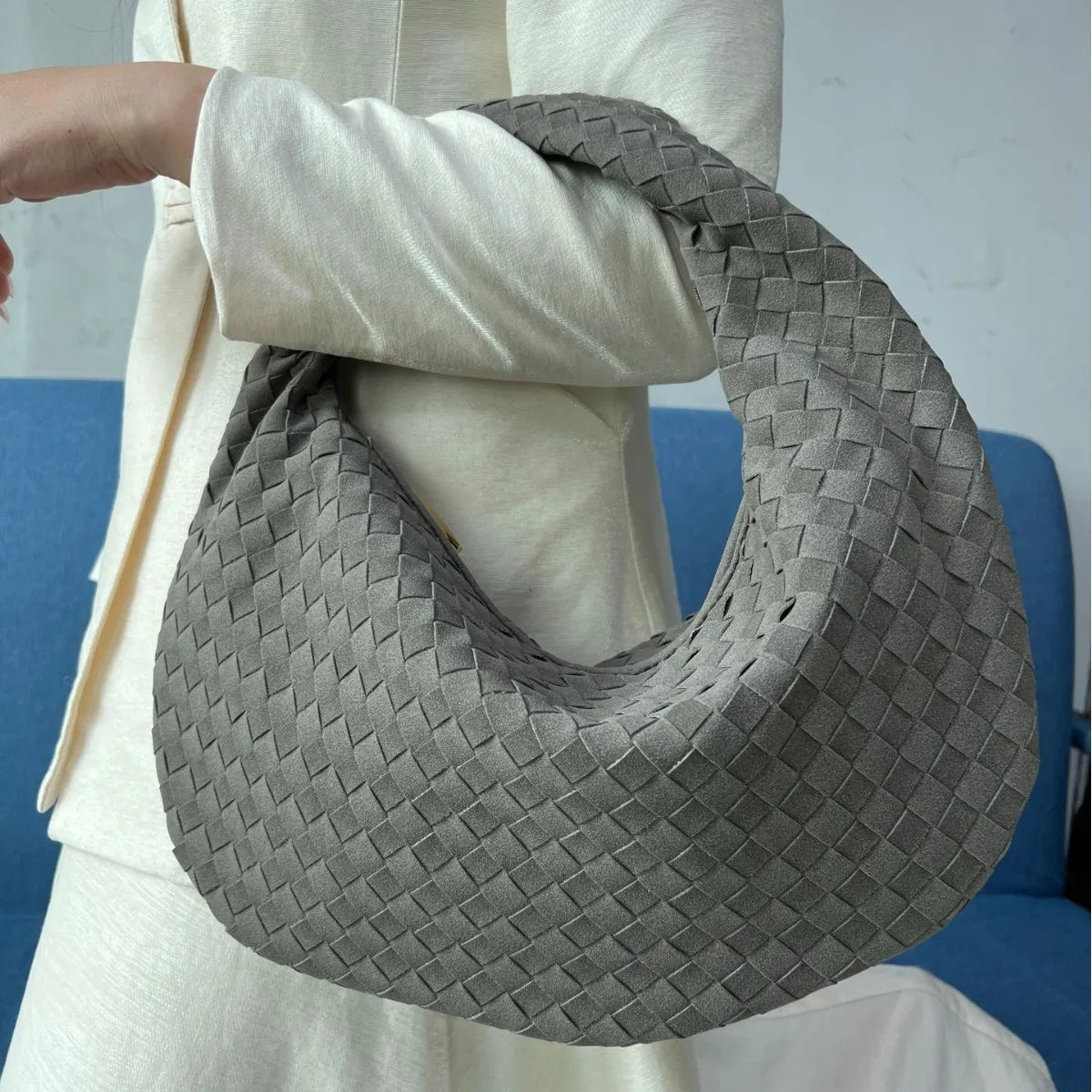 New woven bag high-end western-style casual armpit bag women's single shoulder handbag large dumpling bag hand-held bag