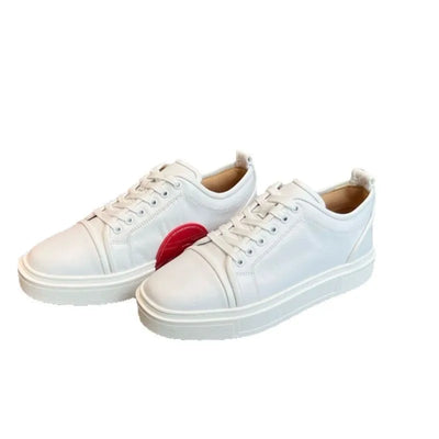 Fashion Crescent Bottom White Shoes Red Sole Men's Women's Casual Shoes New Style Casual Leather Casual Couple Sneakers Unisex
