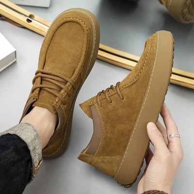Men's Shoes Genuine Leather Retro Casual Shoes Lace Up Ankle Boots Cow Reverse Velvet Low Top Shoes for Men Leather Original