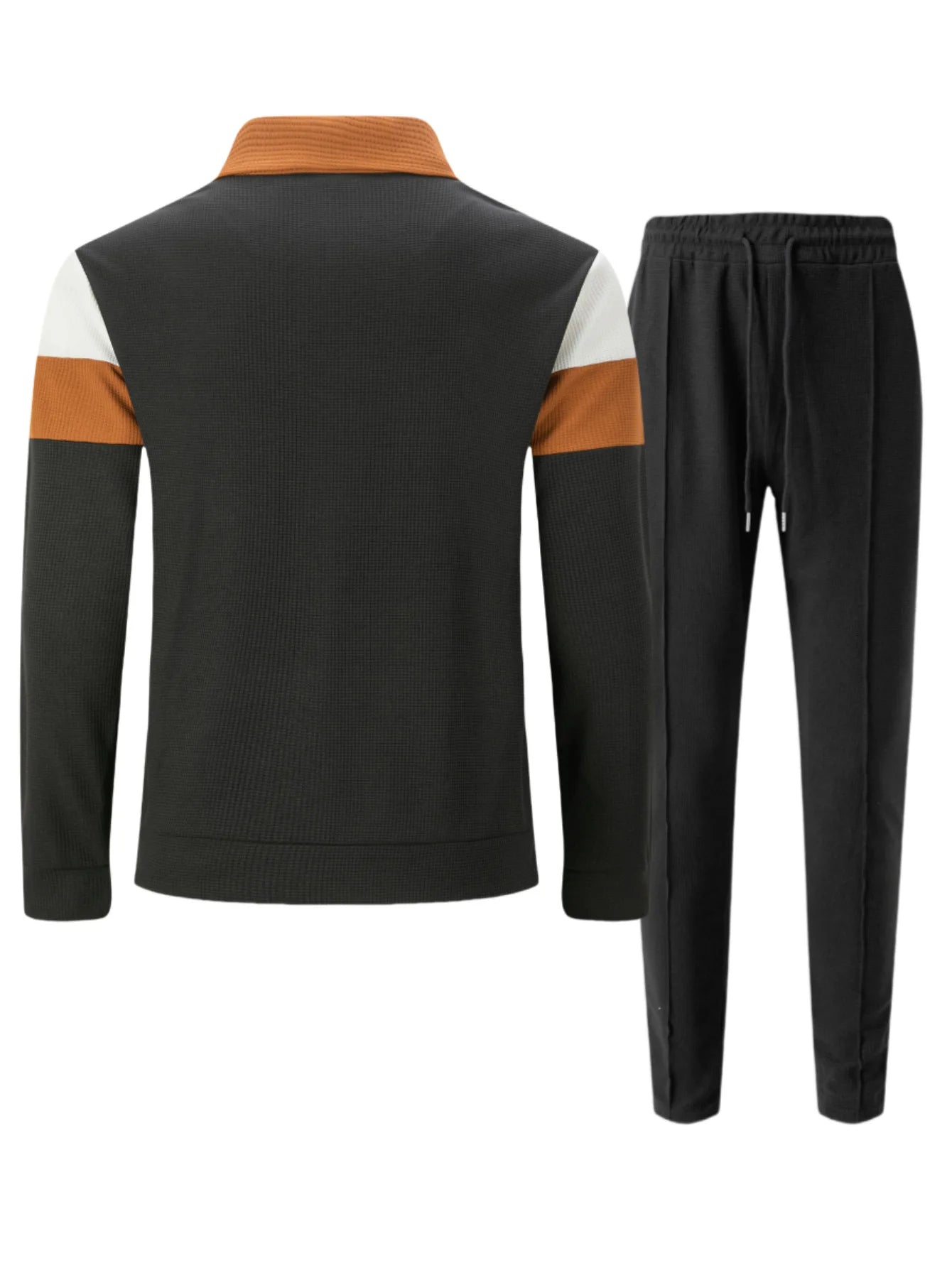 Spring/Autumn Men's Casual Sport Jacket Set - High-Quality Multi-Color Zippered Pockets, Collarless, Slim-Fitting Cardigan