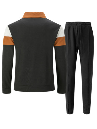 Spring/Autumn Men's Casual Sport Jacket Set - High-Quality Multi-Color Zippered Pockets, Collarless, Slim-Fitting Cardigan