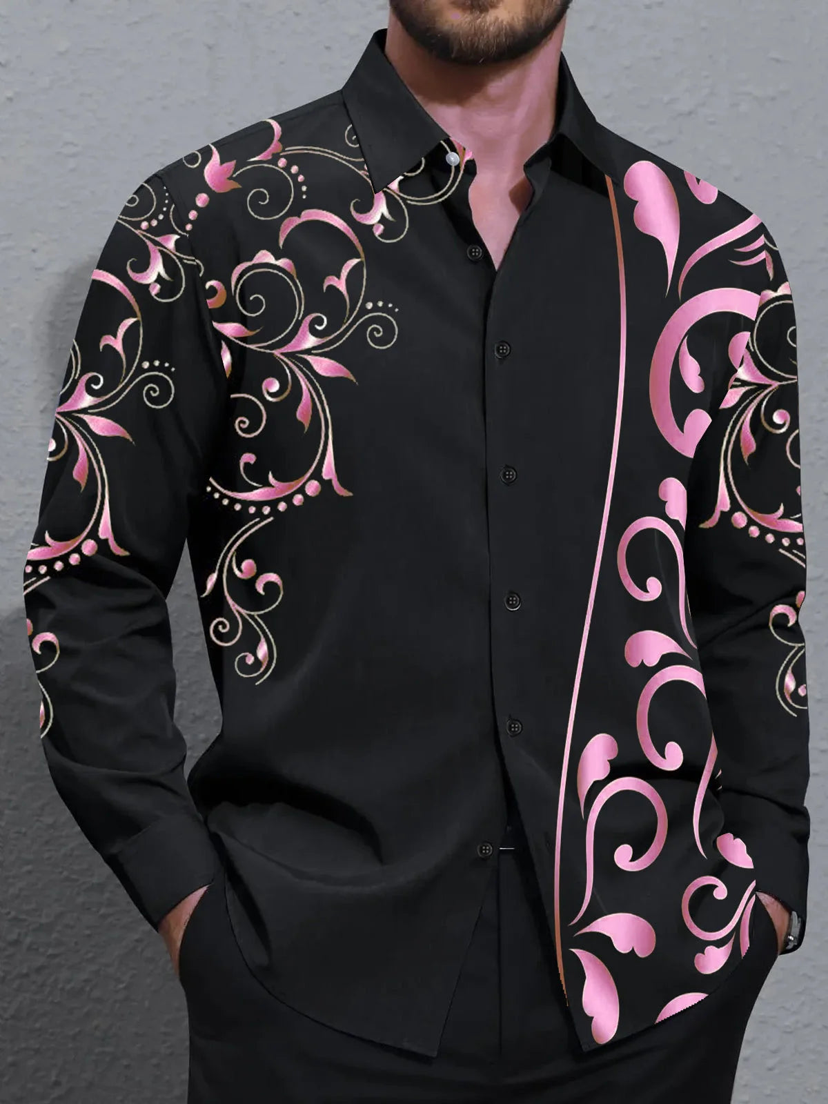 Men's shirts, button down shirts, casual shirts, spring and summer, printed long sleeves, daily, fashionable, comfortable