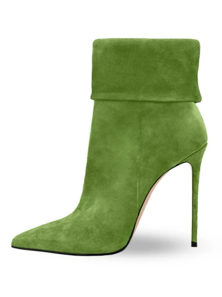 Minimalist Pointed Cuff Boots Women Party Wear Sleek Heels Side Zip Fashion Western Style Chic Pointy Toe Daily Footwear