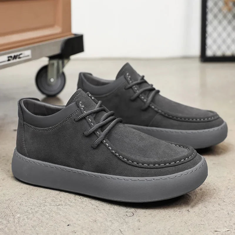 Men's Shoes Genuine Leather Retro Casual Shoes Lace Up Ankle Boots Cow Reverse Velvet Low Top Shoes for Men Leather Original