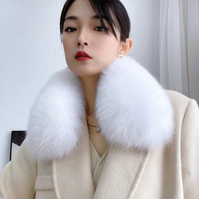 Real Fur Collar and Cuff Set Decor Women Winter Fox Fur Scarf Neck Warm Furry Natural Fur Cuffs Thick Fur Shawl Sleeves Scarves