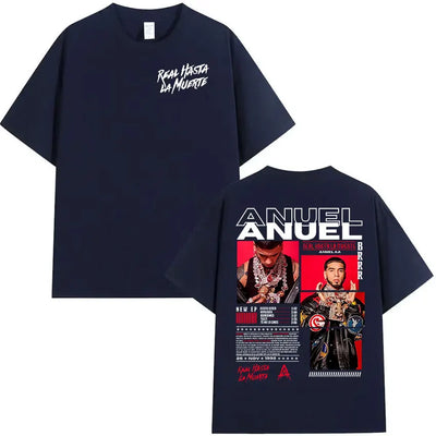 Rapper Anuel AA Real Hasta La Muerte Tour 2025 new Album T Shirts Men's Hip Hop gothic T-Shirts 100%  Short Sleeve T-Shirt