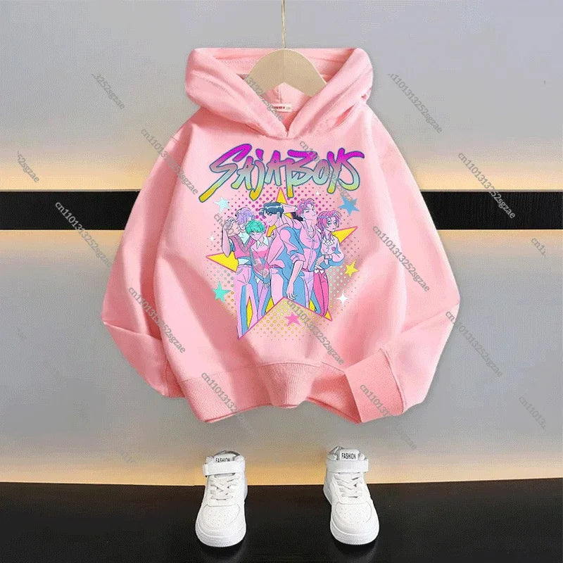 New 2025 KPop Demon Hunters Kids Hoodie: Cartoon Character Hooded Sweatshirt For Boys & Girls Casual Comfy Top