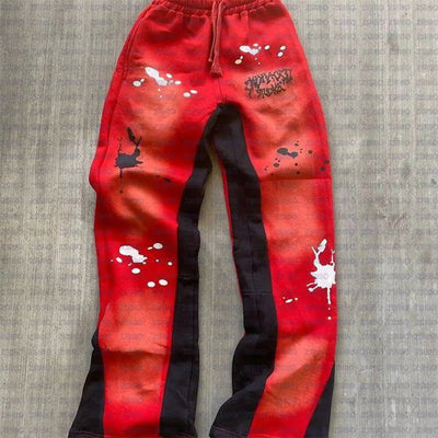 Y2K Streetwear Sweatpants Men Women Harajuku Hip Hop Letter Pattern Print Casual Pants Black Drawstring Trousers