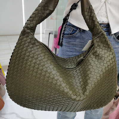 2025 Trendy Woven Hobo Bag for Women Vegan Leather Handmade Tote Handbag Fashion Large Capacity All-Match Shoulder Underarm Bags