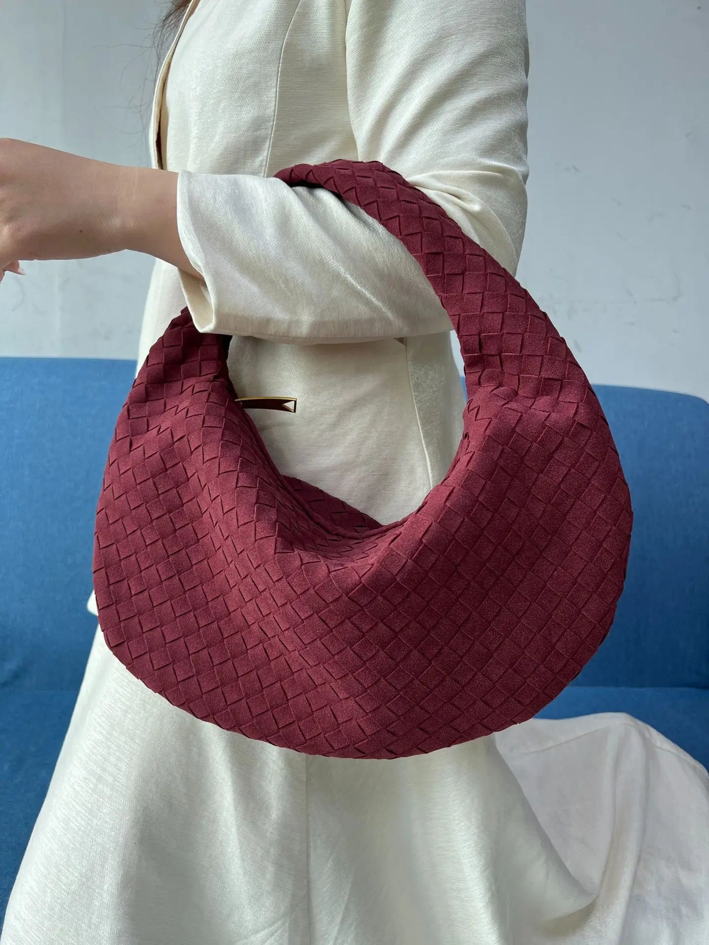 New woven bag high-end western-style casual armpit bag women's single shoulder handbag large dumpling bag hand-held bag