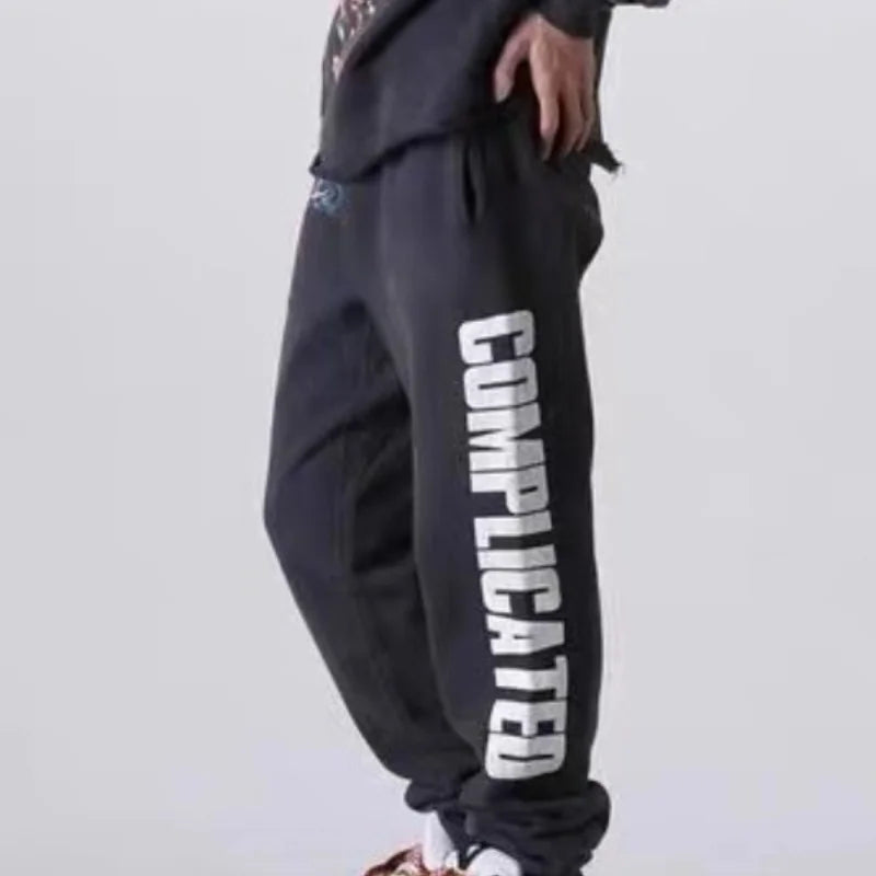 High Street Retro Fall Winter Hip Hop Casual Pants Washed Graffiti Printed Men Women Bunch Leg Saint High Quality Sweatpants