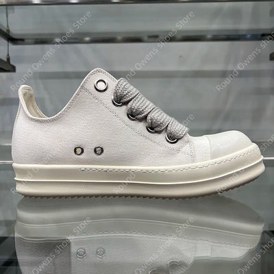Casual Shoes Men Canvas Beige Low Top Brand Jumbo Lace Up Ro Thick Sole Luxury Designer Trainers Women Street Flat Sneakers