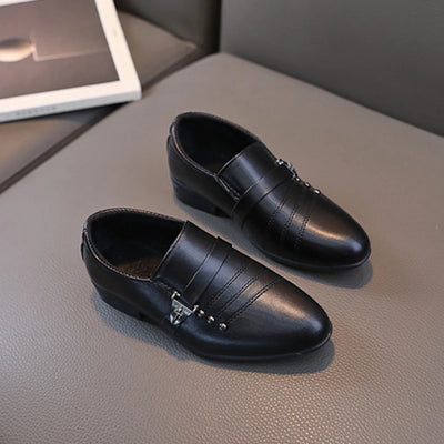 Spring Autumn Boy Leather Shoe Fashion Causal Children's Slip-on Loafers Versatile Kids Formal Students Performance Black Shoes