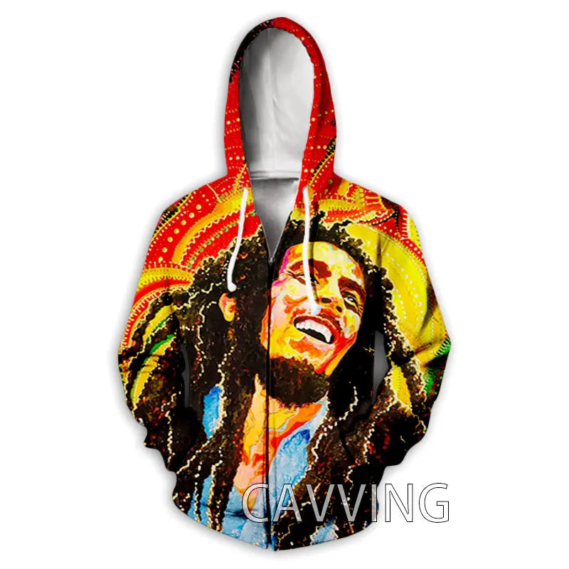 New Fashion 3D Print BOB MARLEY  Zipper Hoodies Zip Up Hooded Sweatshirts Harajuku Hoodie Hip Hop Sweatshirts  H02