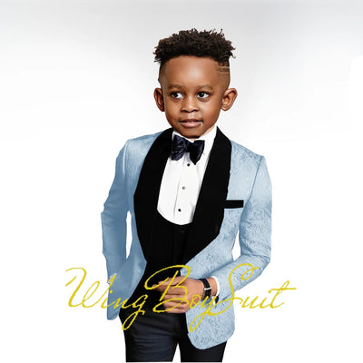 2023 New Boys Suit Wedding Tuxedo Three-piece Suit Floral Jacket Pants Vest Formal Party Kids Clothes