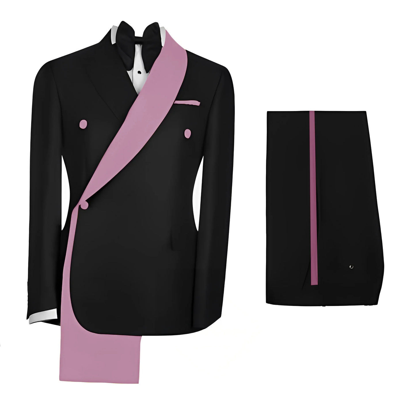 Fashionable Men's Suit 2 piece Set Black Jacket With Gold Collar Wedding Groom Tuxedo Classic Men's Tailored Blazer Pants