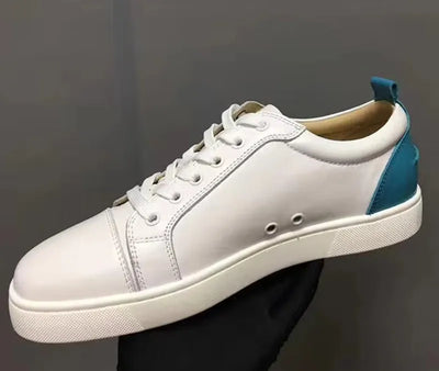 New Style Mixed Fashion Breathable Men's Sneakers Lace Up Precious Flats Men Large Size Walking Casual Men Shoes White Blue