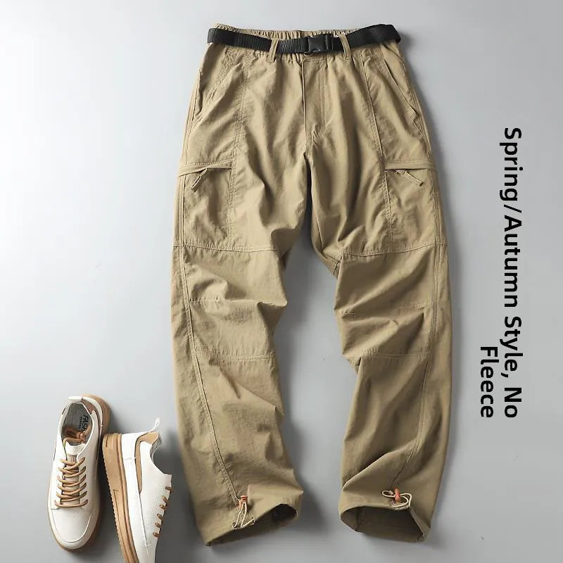 Outdoor Workwear Pants Men's Loose Straight Cut Qui Dry Hiking Mountain Climbing Windproof Waterproof Polyester Fiber Cargo