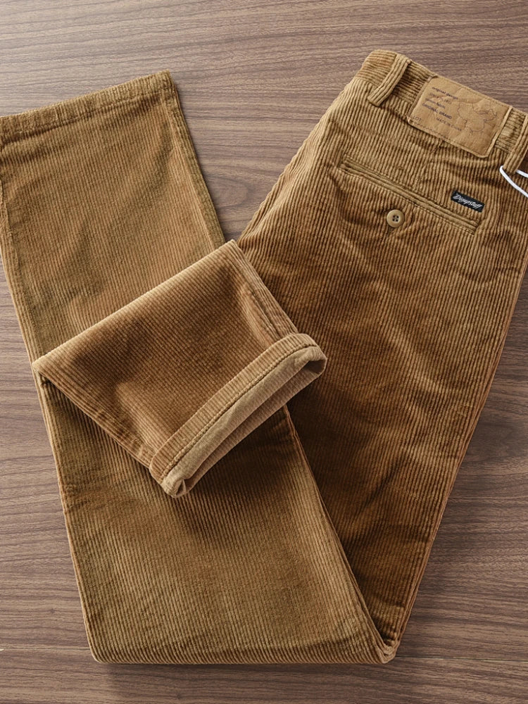 2025 Autumn and Winter New American Retro Heavyweight Corduroy Cargo Pants Men's 97% Cotton Washed Casual Straight Trousers